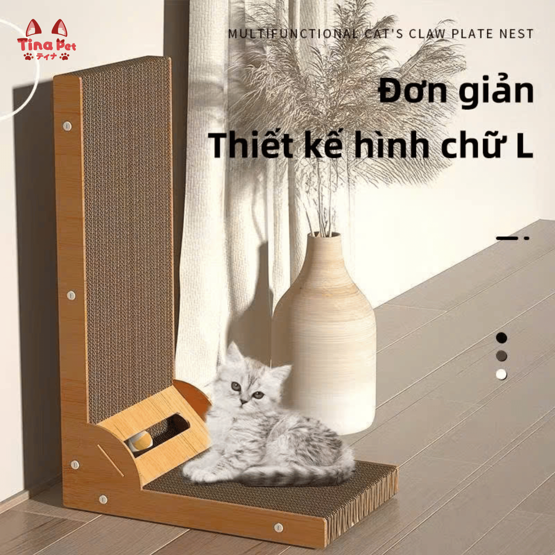 Bàn Cào Móng Chữ L Cho Mèo TINA PET – Thiết Kế Đơn Giản, Tiết Kiệm Không Gian